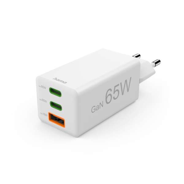 Hama Fast Charger GaN Mini Charger PD 65W White