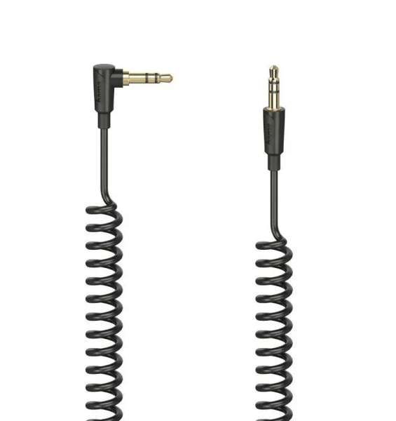 Hama FIC 3,5mm jack összekötőkábel 90° spiral 0,75m Black