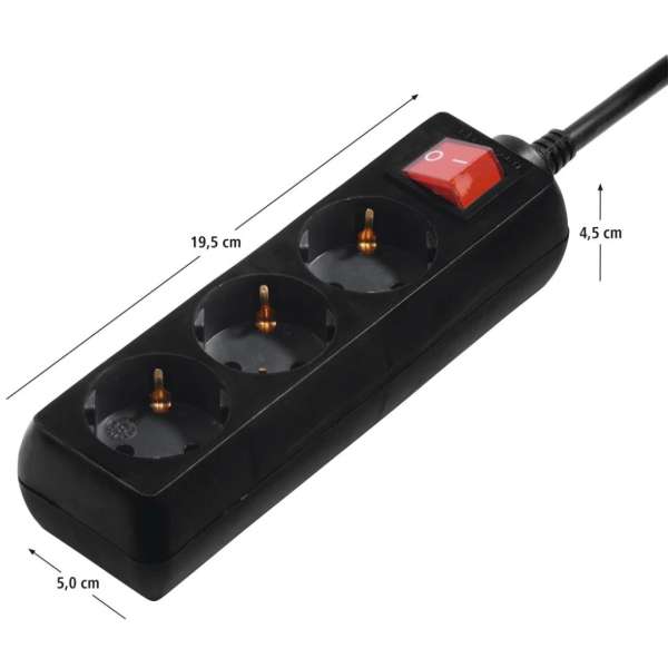 Hama Hálózati Elosztó Kapcsolóval 3DIN 5m Black