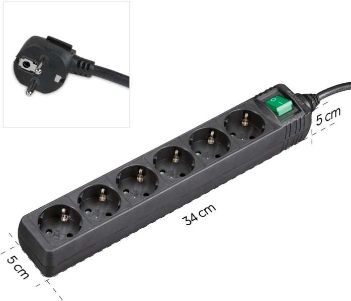Hama Hálózati Elosztó Kapcsolóval 6DIN 3m Black