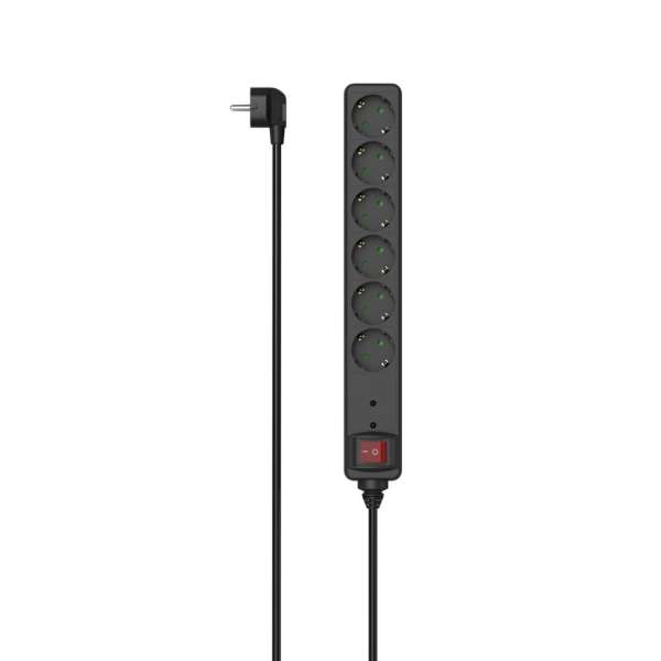 Hama Túlfeszültségvédő Kapcsolóval 6DIN 1,4m Black