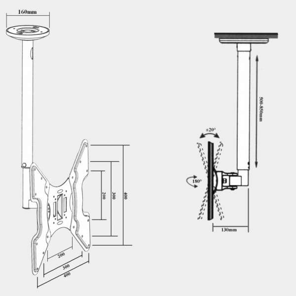 Harmantrade CM205 Ceiling Mount 32"-55" Black