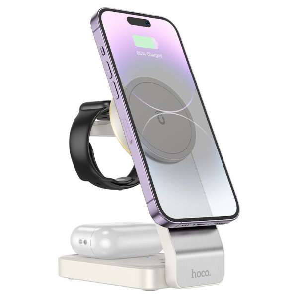 Hoco CQ3 Motorcycle 3in1 Magnetic Wireless 15W White