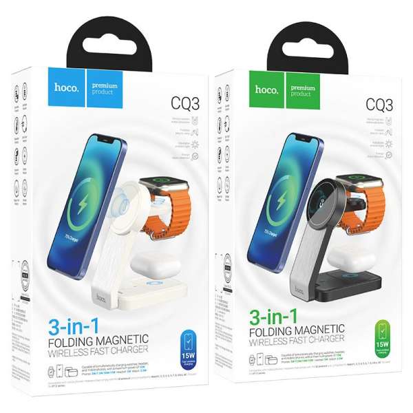 Hoco CQ3 Motorcycle 3in1 Magnetic Wireless 15W White