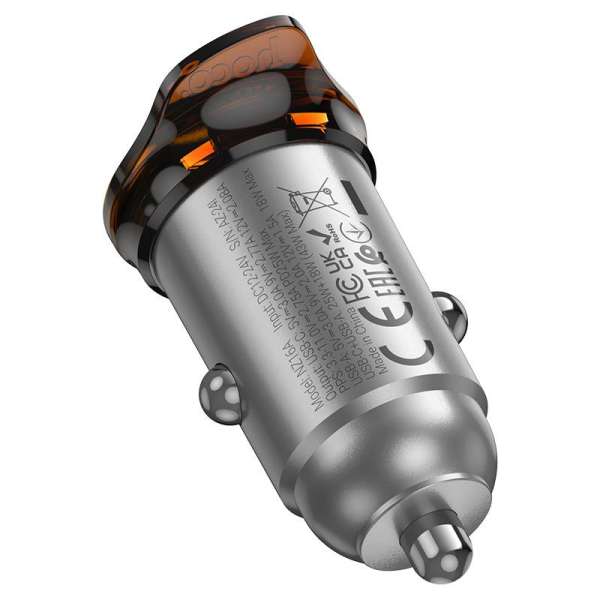 Hoco NZ16A Rigorous Car Charger 43W Metal Grey