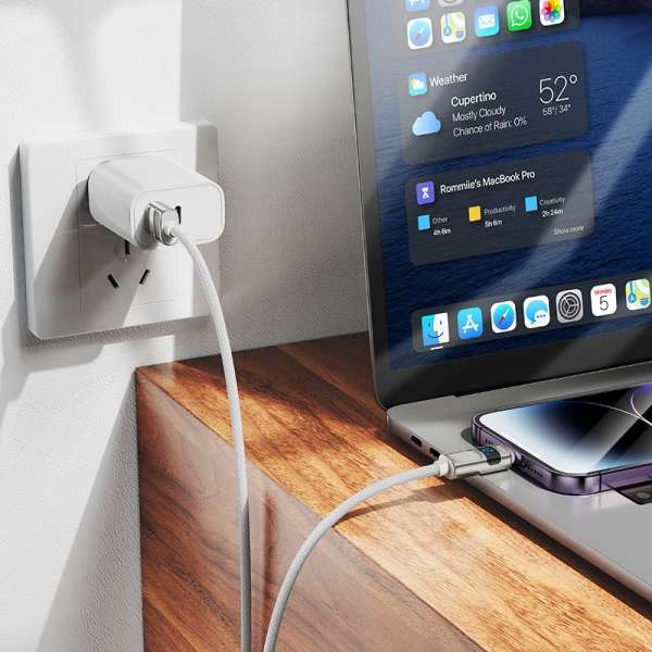 Hoco U137 USB-A to USB-C charging data cable with display 1,2m White