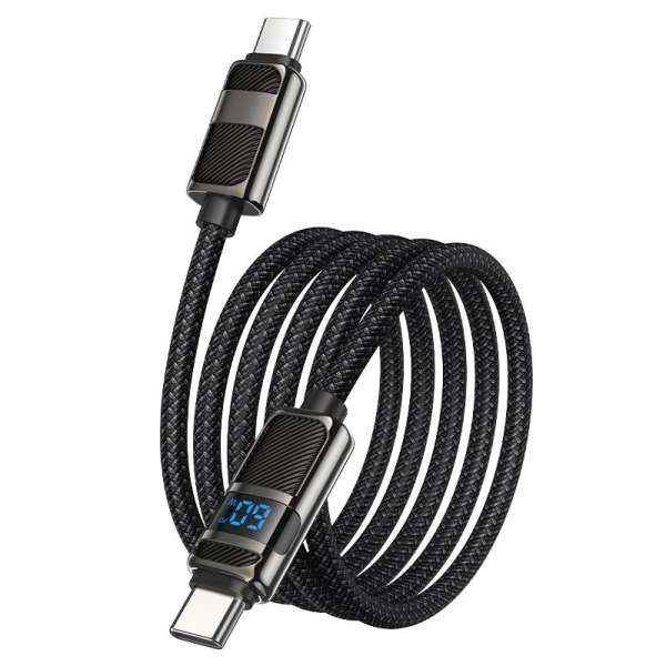 Hoco U137 USB-C to USB-C charging data cable with display 1,2m Black
