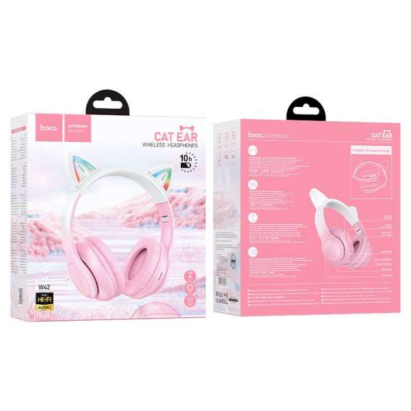 Hoco W42 Cat Bluetooth Headset Pink