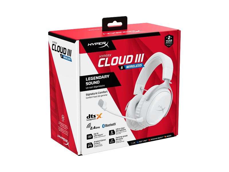 HP HyperX Cloud III Wireless Bluetooth Gaming Headset White