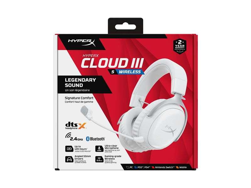 HP HyperX Cloud III Wireless Bluetooth Gaming Headset White