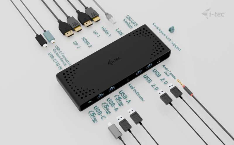 I-TEC Universal Dual 4K Display Docking Station + Power Delivery 85W + Universal USB-C Charger 100 W