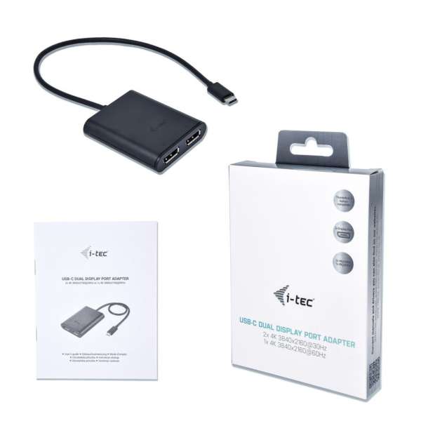 I-TEC USB-C 3.1 Dual 4K DP Video Adapter Black