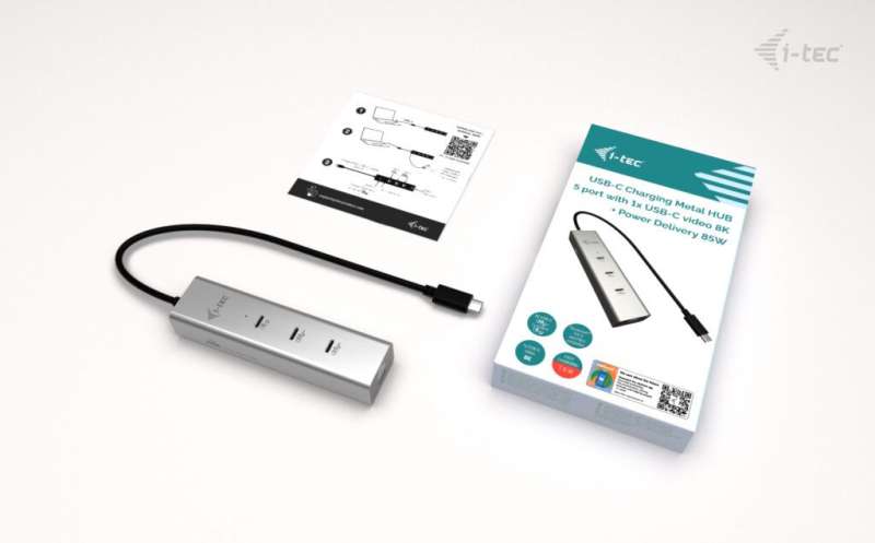 I-TEC USB-C Charging Metal HUB 5port with USB-C video 8K + Power Delivery 85W