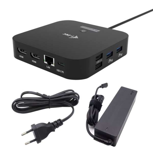 I-TEC USB-C Dual HDMI Docking Station with Power Delivery 100 W + i-tec Universal Charger 100W