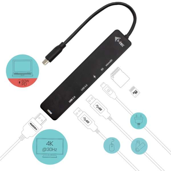 I-TEC USB-C Travel Easy Dock 4K HDMI+Power Delivery 60W Black