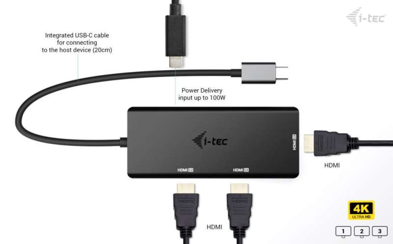 I-TEC USB-C Triple 4K HDMI Video Adapter