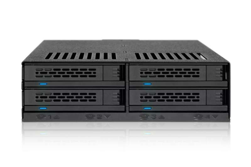 IcyDock ExpressCage MB324SP-B 4 Bay 2.5" SAS/SATA HDD & SSD Hot Swap Cage for External 5.25" Bay - Comparable to Tray-Less Design