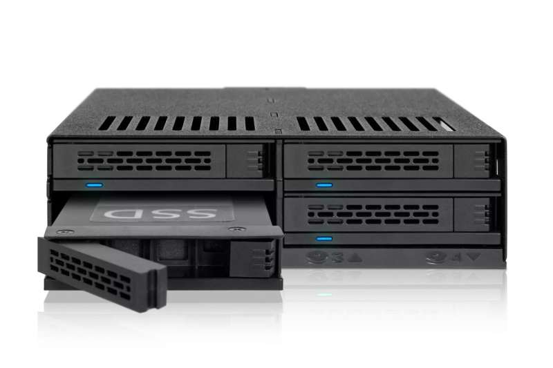 IcyDock ExpressCage MB324SP-B 4 Bay 2.5" SAS/SATA HDD & SSD Hot Swap Cage for External 5.25" Bay - Comparable to Tray-Less Design