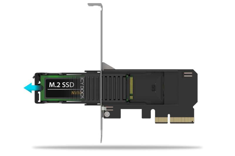 IcyDock ExpressSlot Core MB305M4P-B Removable M.2 NVMe SSD to PCIe 4.0 x4 Mobile Rack Adapter Card for PCIe Expansion Slot