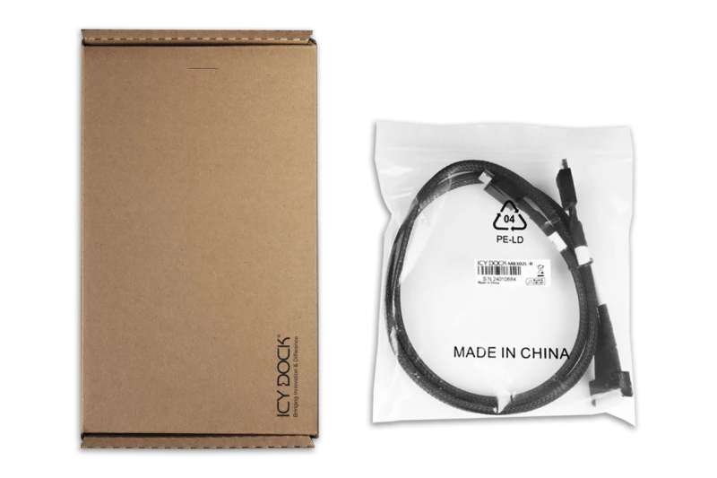 IcyDock MB302L-B MCIO 8i SFF-TA-1016 to 2x Oculink 4i SFF-8611 Cable 0,5m Black