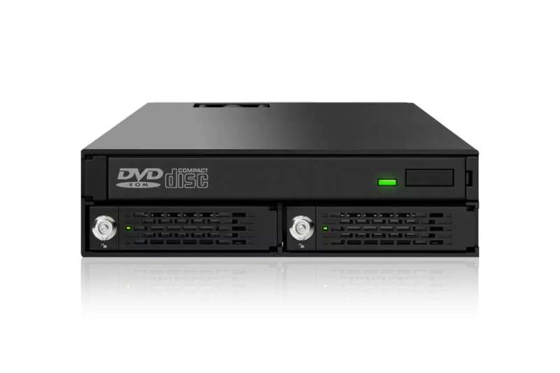 IcyDock ToughArmor MB994IKO-3SB Rugged Full Metal 2 Bay 2.5" SAS/SATA HDD & SSD Backplane Cage with Slim ODD Tray and Locking Trays for External 5.25" Bay