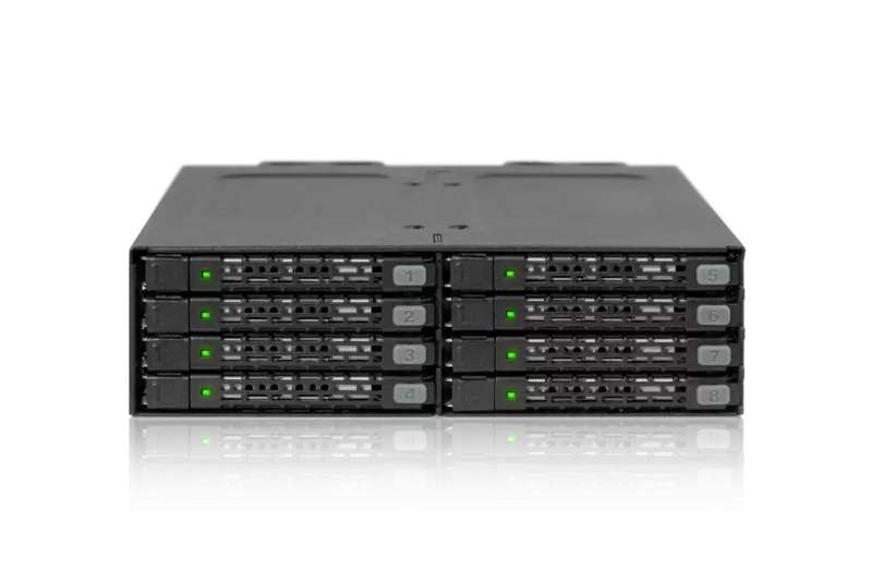 IcyDock ToughArmor MB998SP-B Rugged Full Metal 8 Bay 2.5" SATA HDD & SSD (7mm) Backplane Cage for External 5.25" Bay