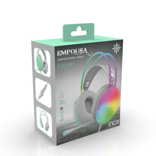 INCA IGK-X8Y RGB Gaming Headset Grey
