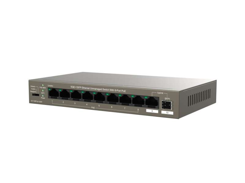 IP-COM G1110PF-8-120W 9GE+1SFP Ethernet Unmanaged Switch With 8-Port PoE