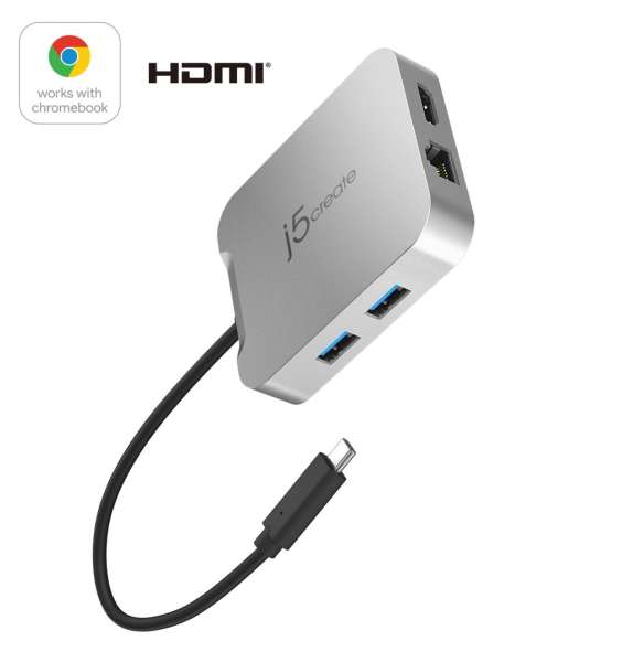 j5create JCD391 4K60 Elite USB-C PD Multi-Port Adapter Silver