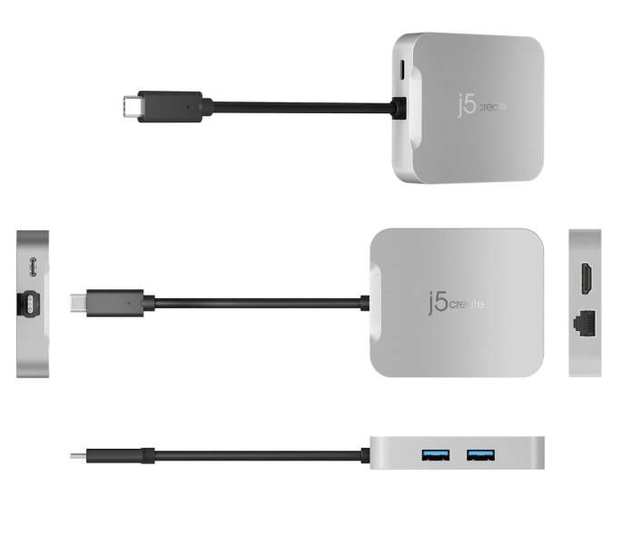 j5create JCD391 4K60 Elite USB-C PD Multi-Port Adapter Silver
