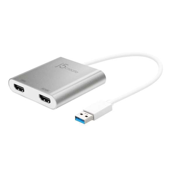 j5create JUA365 USB3.0 to Dual HDMI Multi-Monitor Adapter Silver