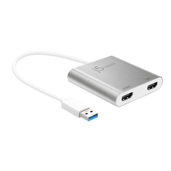 j5create JUA365 USB3.0 to Dual HDMI Multi-Monitor Adapter Silver