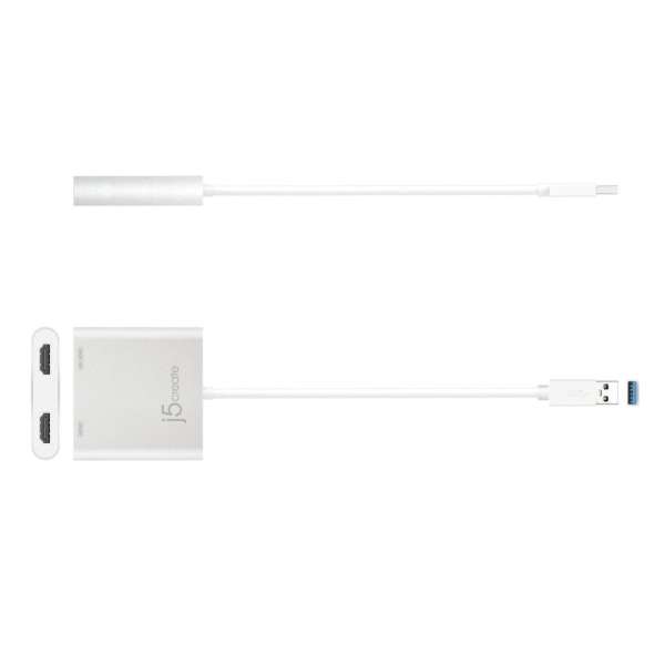 j5create JUA365 USB3.0 to Dual HDMI Multi-Monitor Adapter Silver