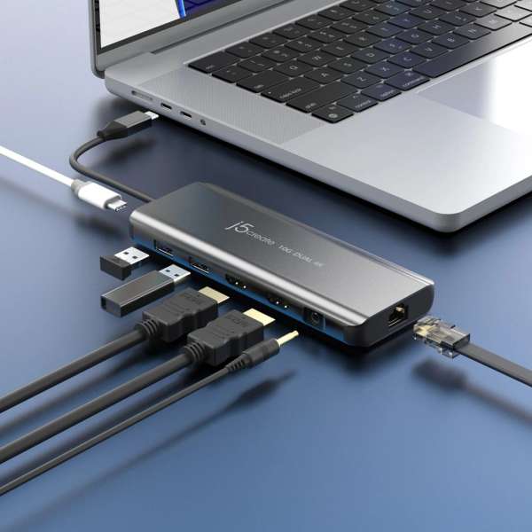 j5create USB-C Dual 4K HDMI 10Gbps Mini Dock Space Grey