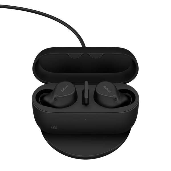 Jabra Evolve2 Buds MS Bluetooth Headset + Wireless Charging Pad Black