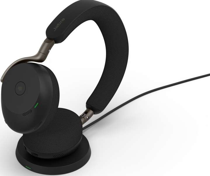 Jabra Evolve3 75 UC Stereo USB-A Wireless Bluetooth Headset with Charger Black