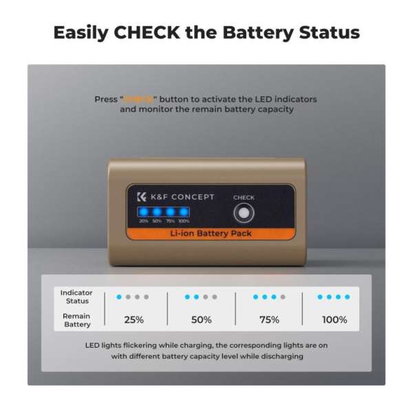 K&F Concept K&F Concep NP-F970 akkumulátor 10500mAh, USB-C csatlakozóval