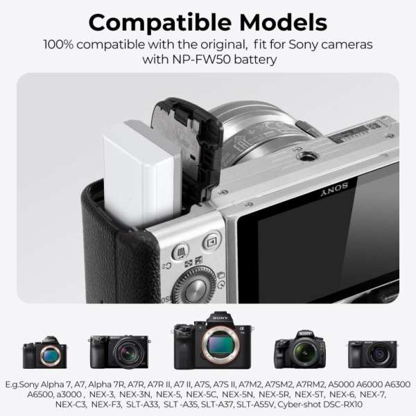 K&F Concept K&F Concep NP-FW50 akkumulátor 2db 1100mAh USB-C csatlakozóval