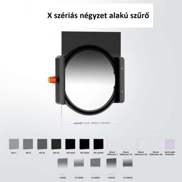 K&F Concept 100*100*2mm, négyzet alakú lapszűrő, ND1000, vízálló, karcálló, HD, zöld bevonatú + tok