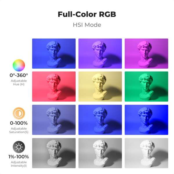 K&F Concept 12W RGB Led lámpa, 2700K-7500K, 95CRI, 13 effekt, 5000mAh