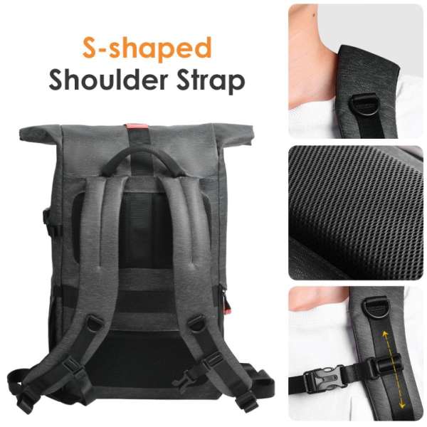 K&F Concept 2-in-1 Camera Backpack Travel 15,6" 20L Waterproof Black