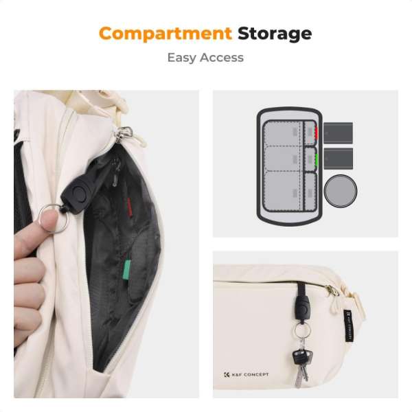 K&F Concept 2in1 Sling Bag Everyday Shoulder Bag & Photography Camera Backpack 10L Beige
