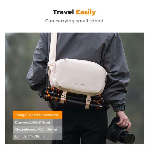 K&F Concept 2in1 Sling Bag Everyday Shoulder Bag & Photography Camera Backpack 10L Beige