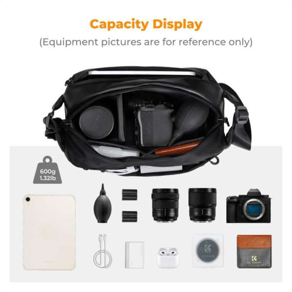 K&F Concept 2in1 Sling Bag Everyday Shoulder Bag & Photography Camera Backpack 10L Black/Brown