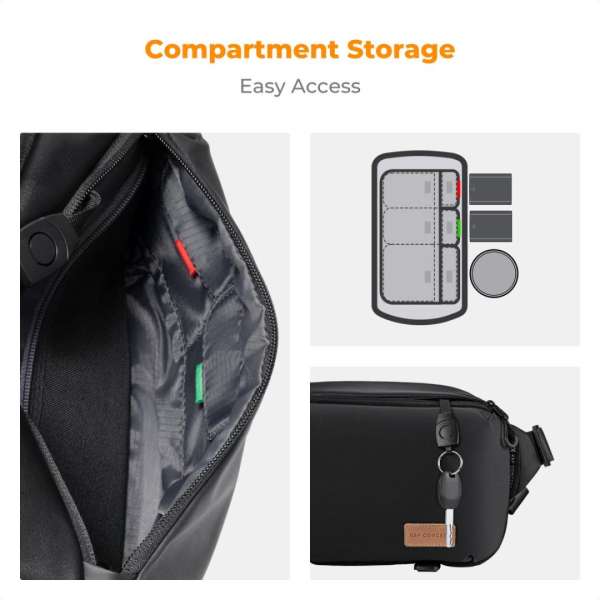 K&F Concept 2in1 Sling Bag Everyday Shoulder Bag & Photography Camera Backpack 10L Black/Brown