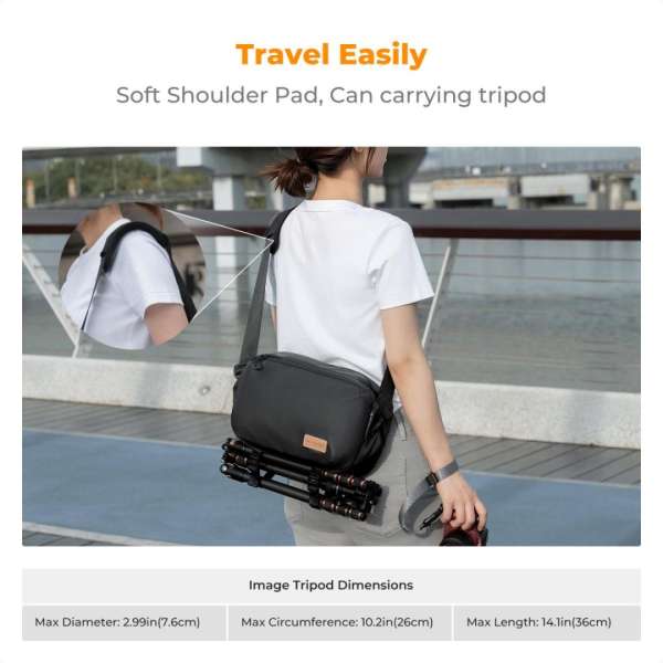 K&F Concept 2in1 Sling Bag Everyday Shoulder Bag & Photography Camera Backpack 10L Black/Brown