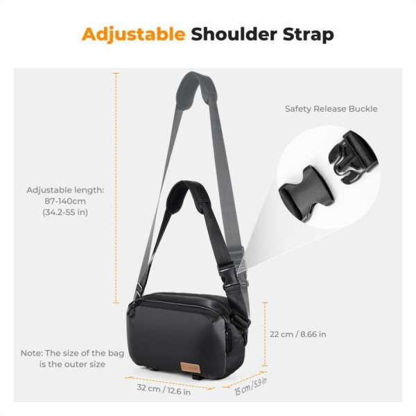K&F Concept 2in1 Sling Bag Everyday Shoulder Bag & Photography Camera Backpack 10L Black/Brown