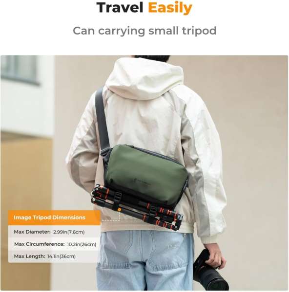 K&F Concept 2in1 Sling Bag Everyday Shoulder Bag & Photography Camera Backpack 10L Dark Green