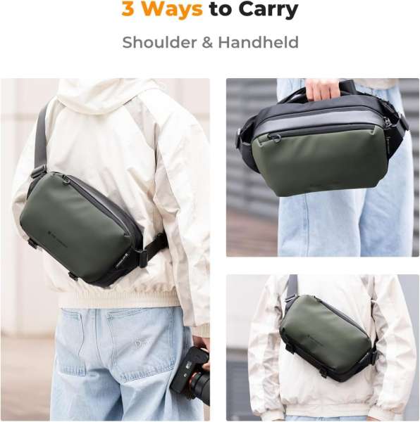 K&F Concept 2in1 Sling Bag Everyday Shoulder Bag & Photography Camera Backpack 10L Dark Green