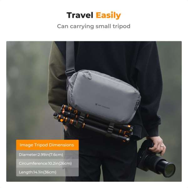 K&F Concept 2in1 Sling Bag Everyday Shoulder Bag & Photography Camera Backpack 10L Dark Grey